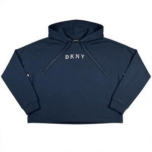 DKNY Sport Cropped Hoodie Pullover Swearshirt Black Medium Activewear  Loungwear